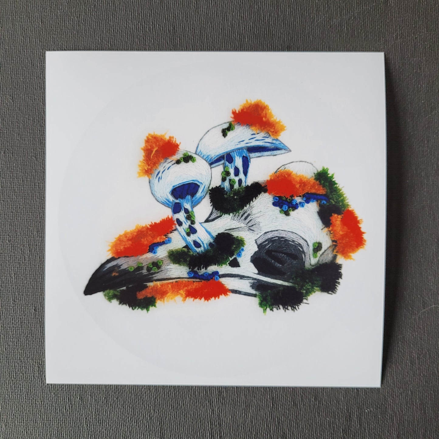 Indigo Milkcap | 6x6 Matte Embroidery Art Print