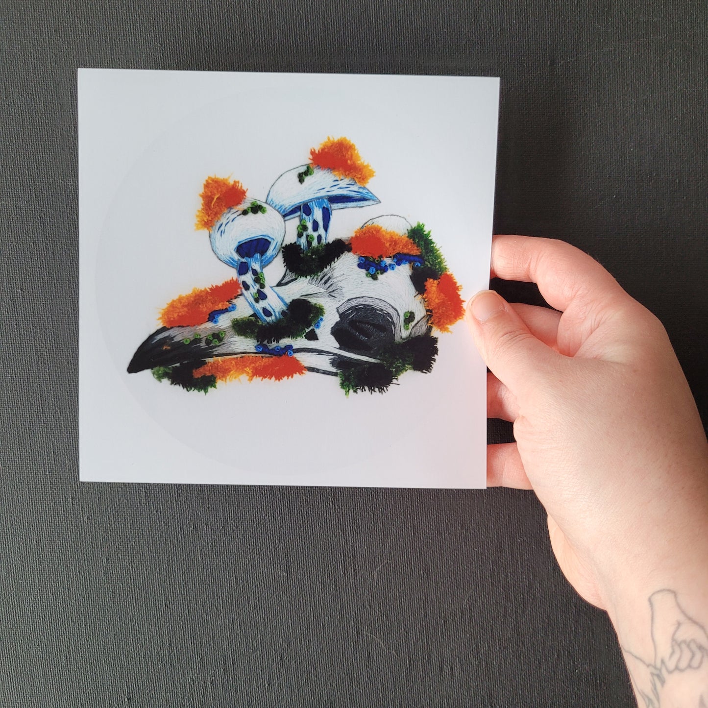 Indigo Milkcap | 6x6 Matte Embroidery Art Print