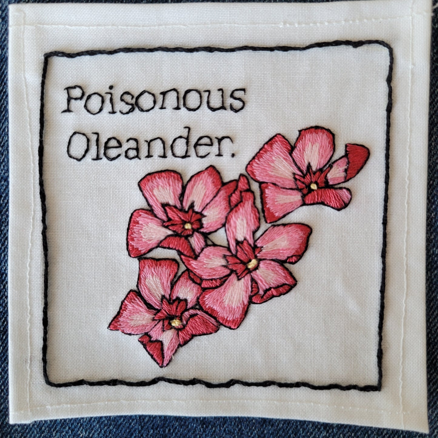 Oleander | Hand Embroidered Iron-on Patch