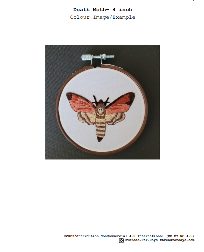 Death Moth | 4inch PDF Embroidery Pattern