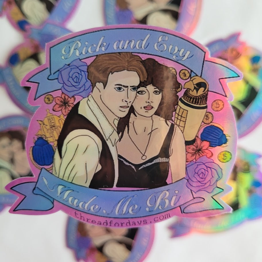 close up rick and evy made me bi sticker