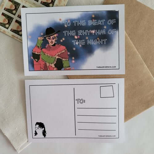 front and back of crystal methyd postcard