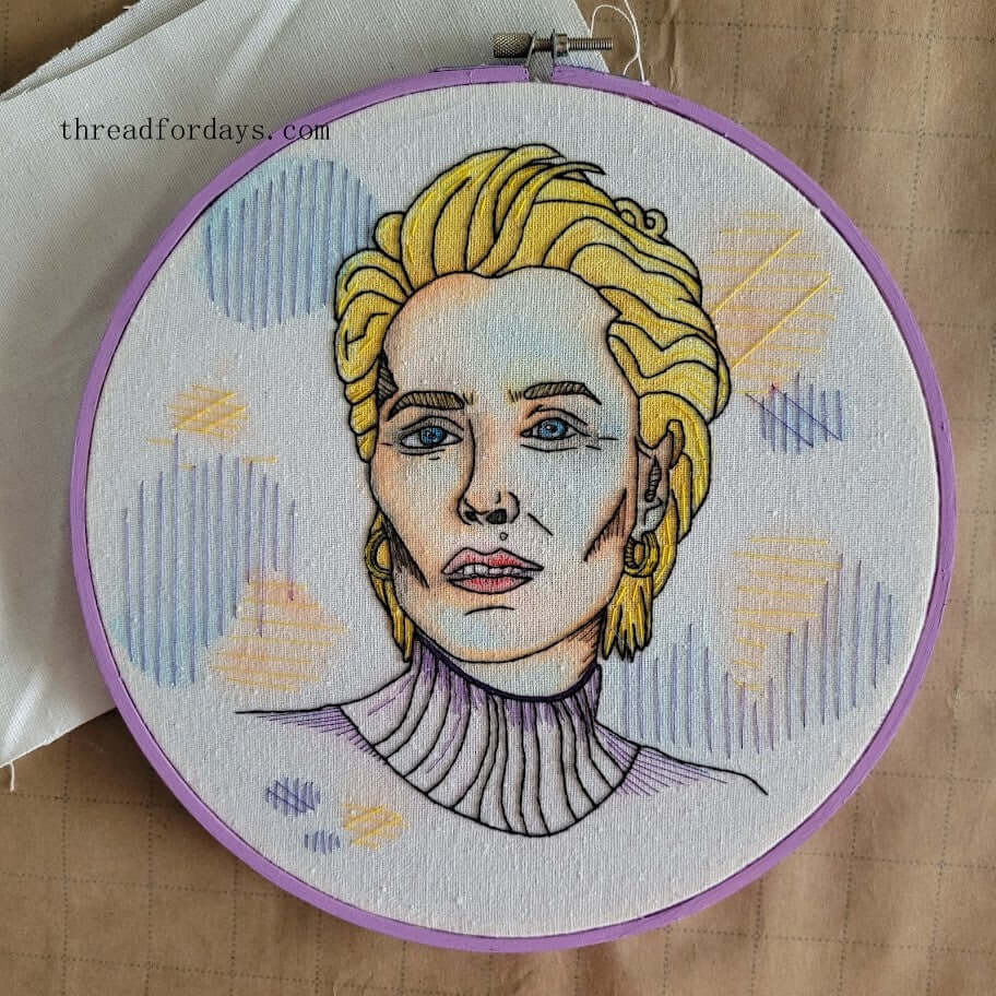 front of Gillian Anderson hoop