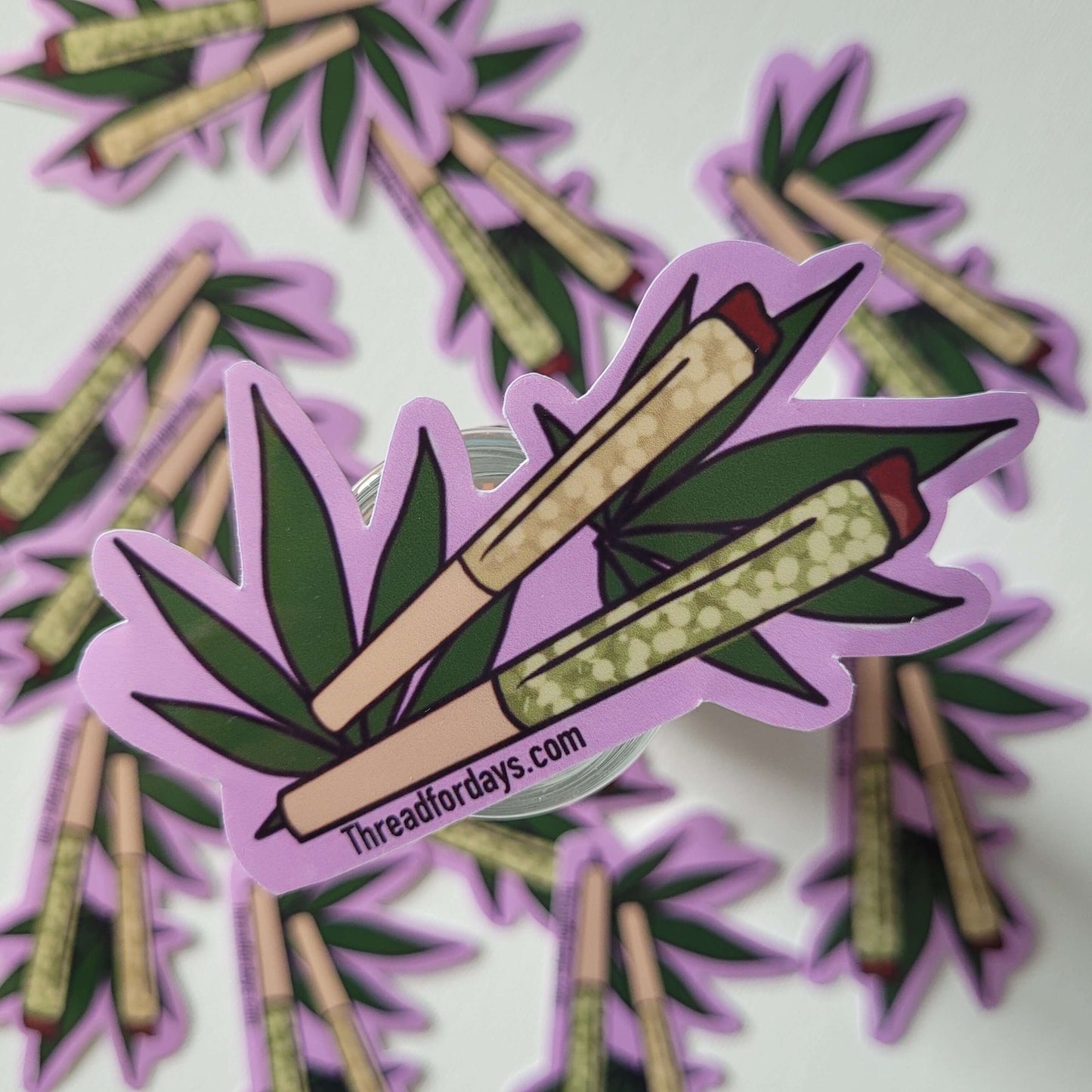 close up double joint sticker