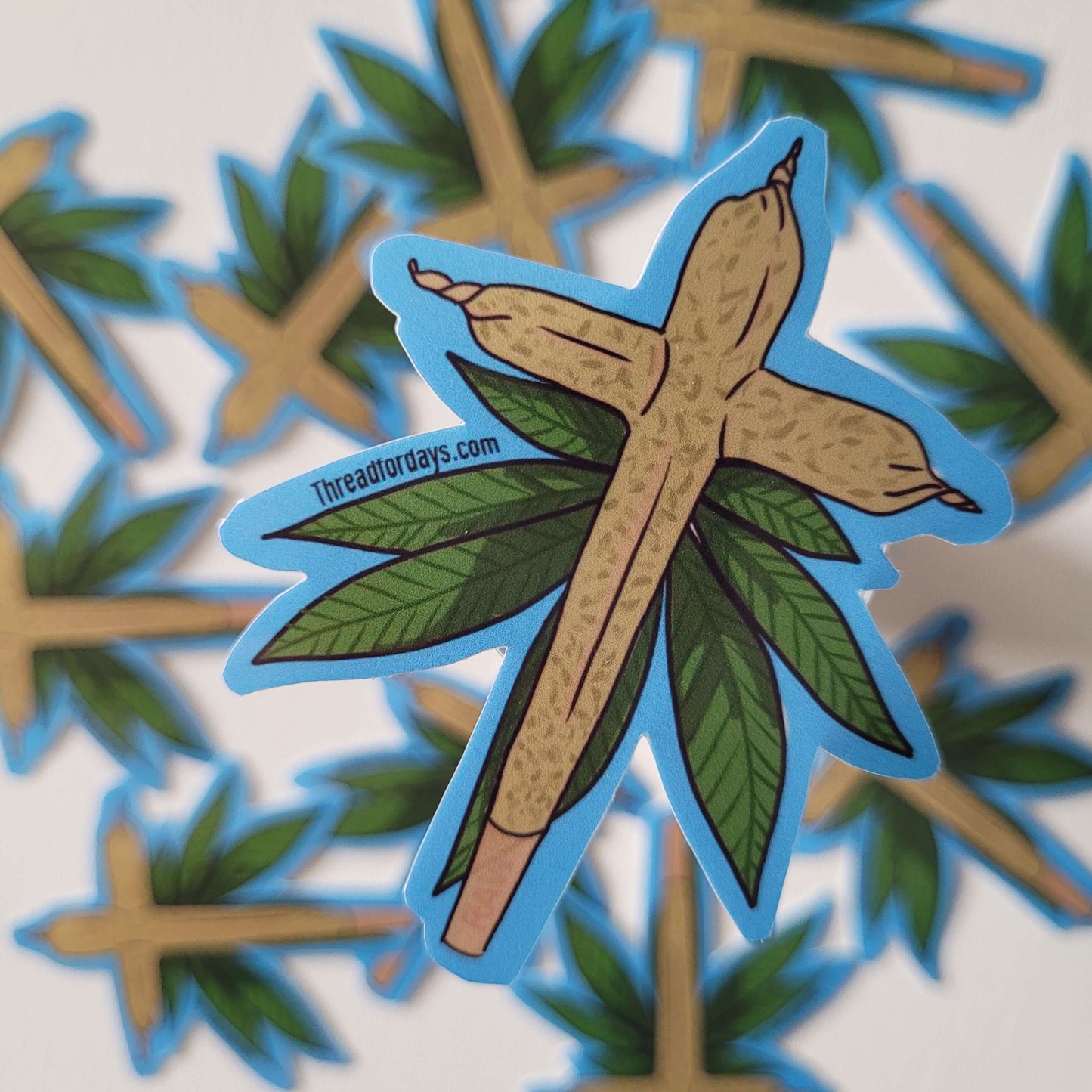 close up double joint sticker