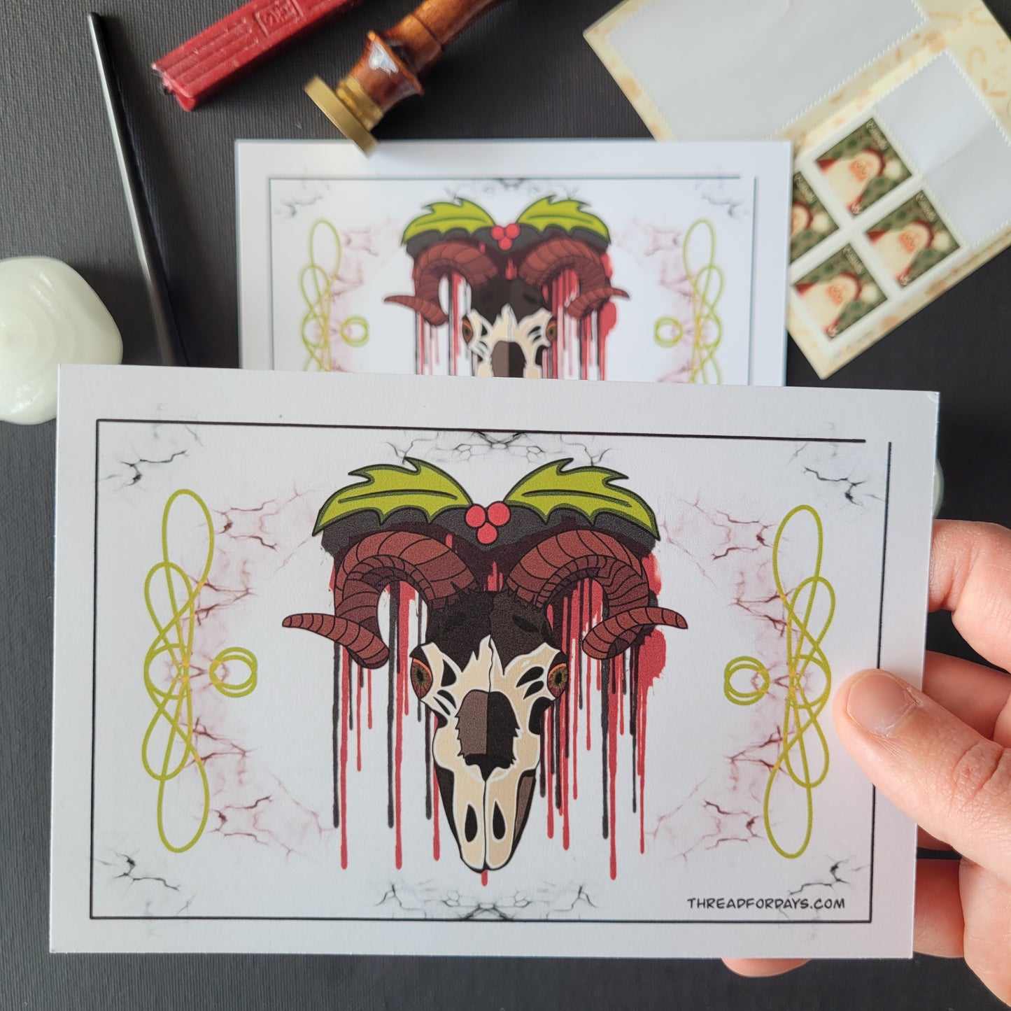 Front of krampus postcard.