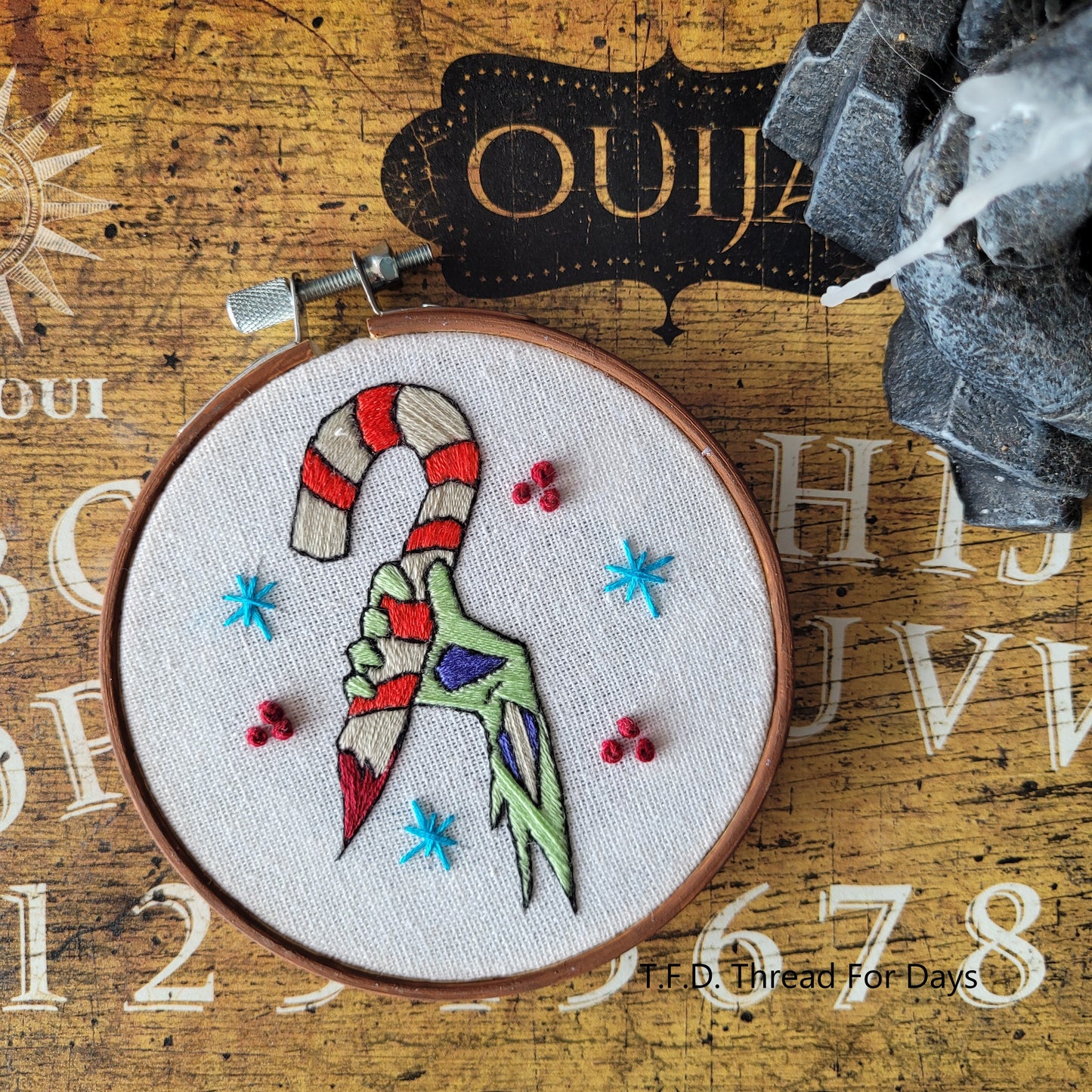 front of zombie christmas arm hoop