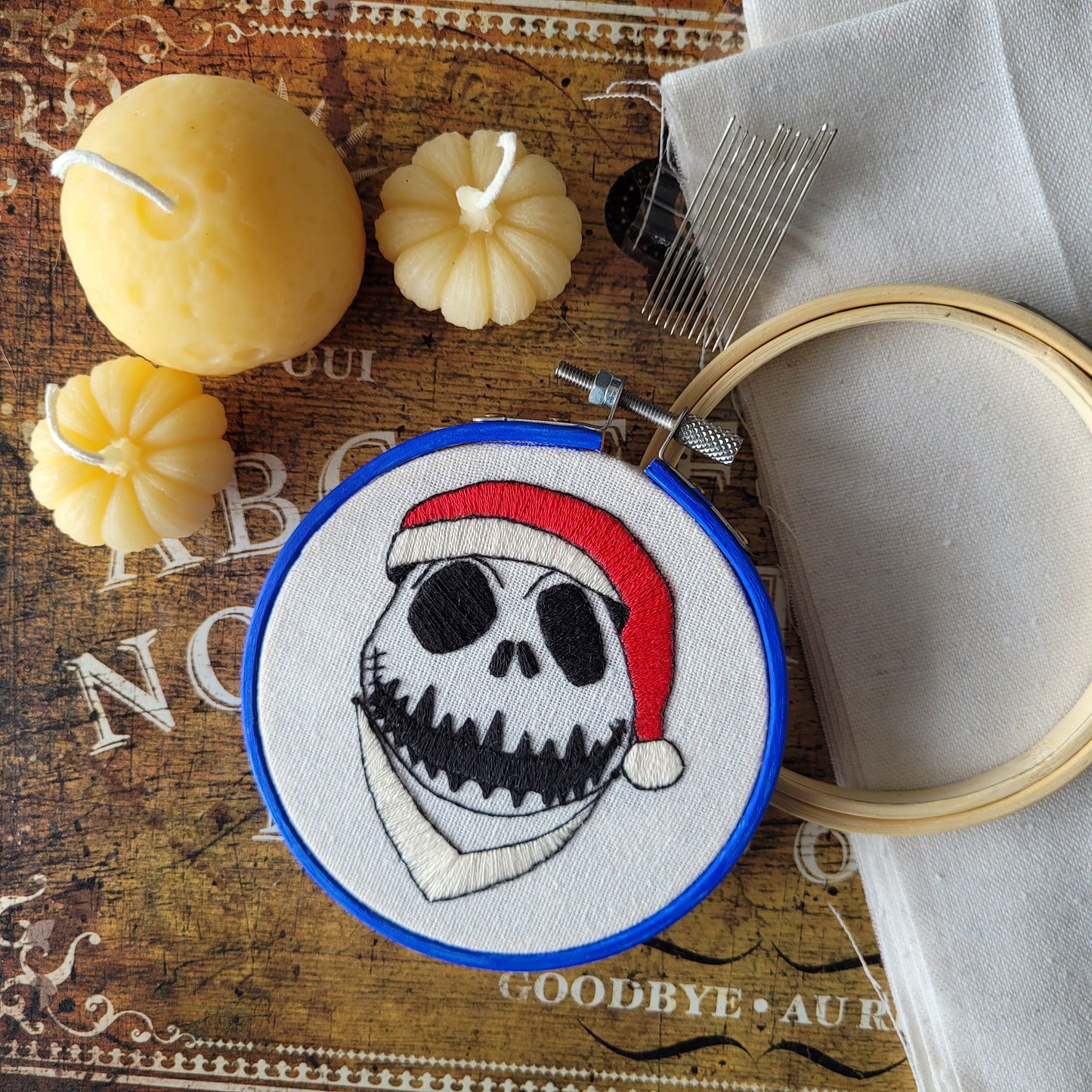 jack skellington with a santa hat