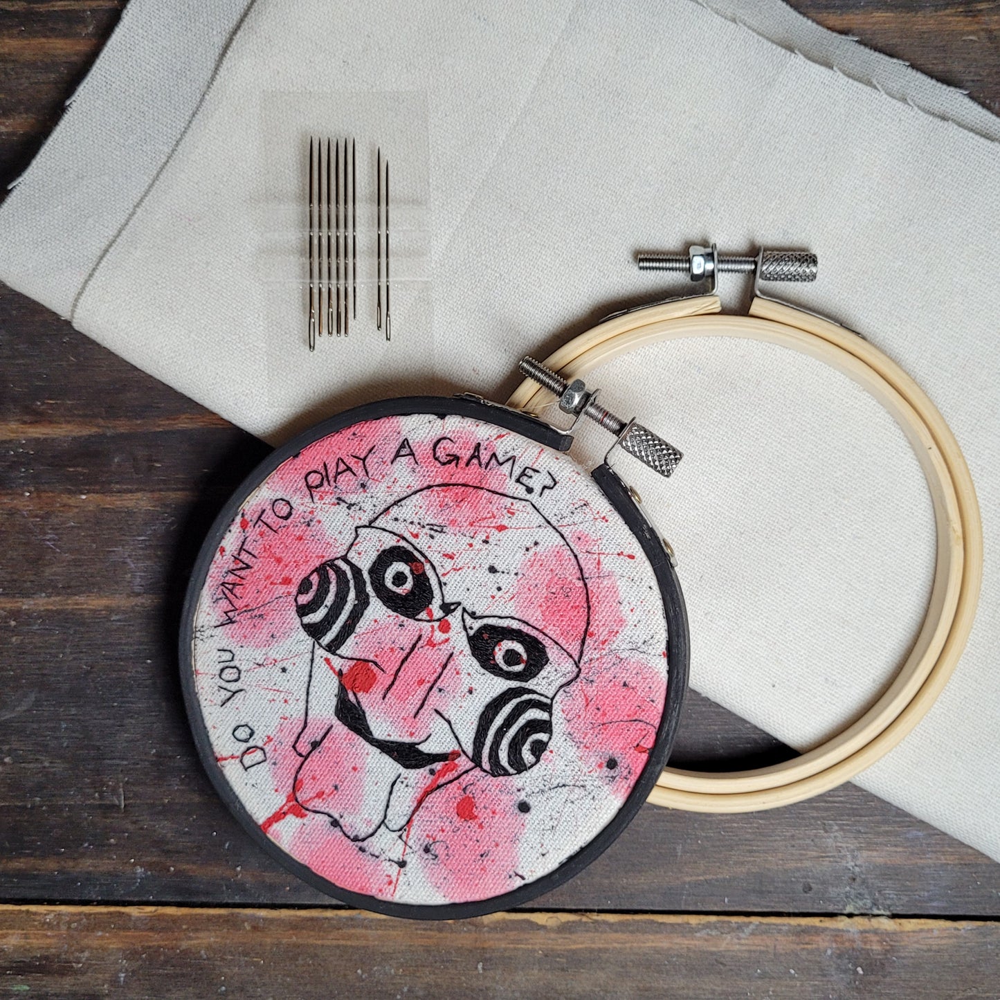 Jigsaw mask with "do you want to play a game?"