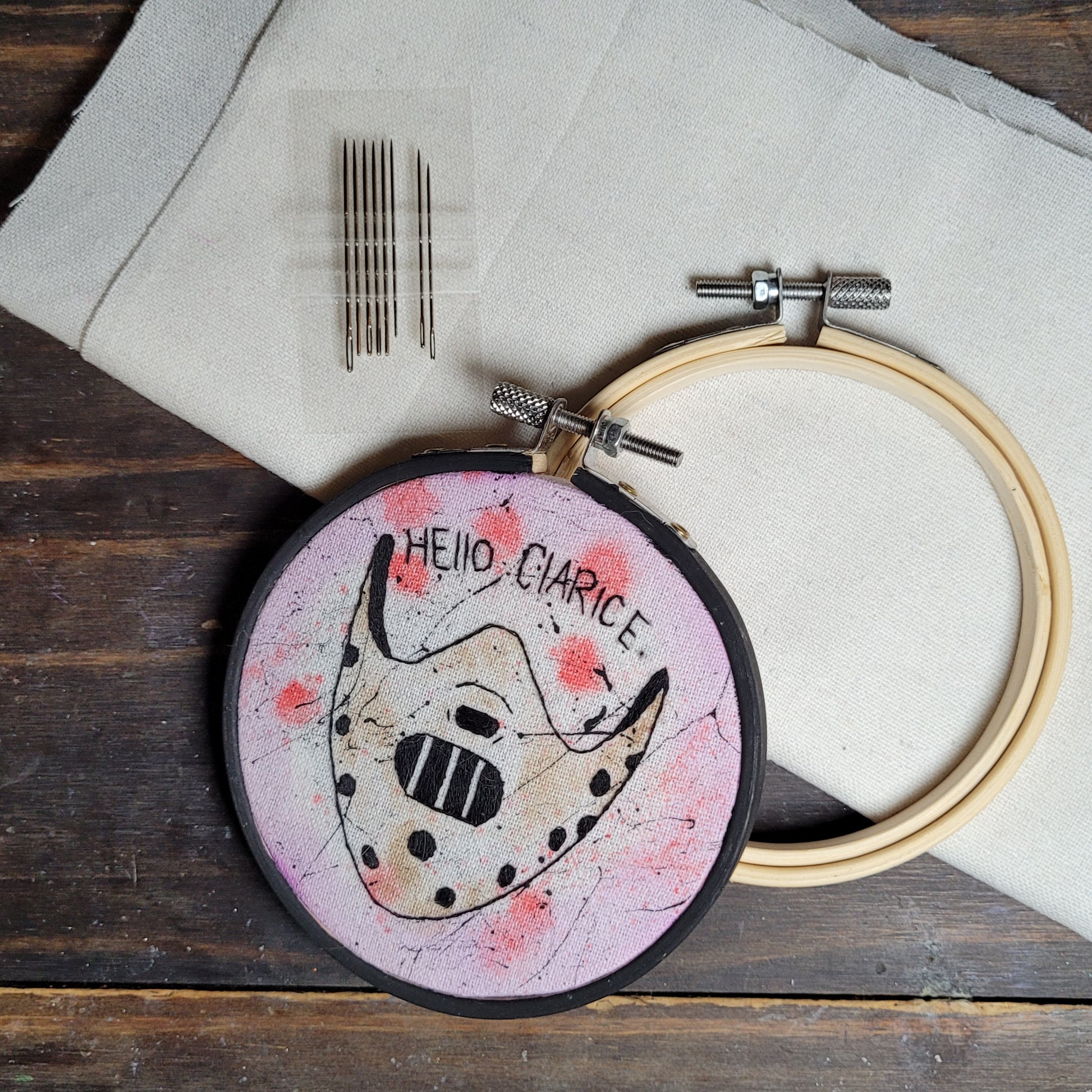 Hannibal lector mask with "hello clarice"