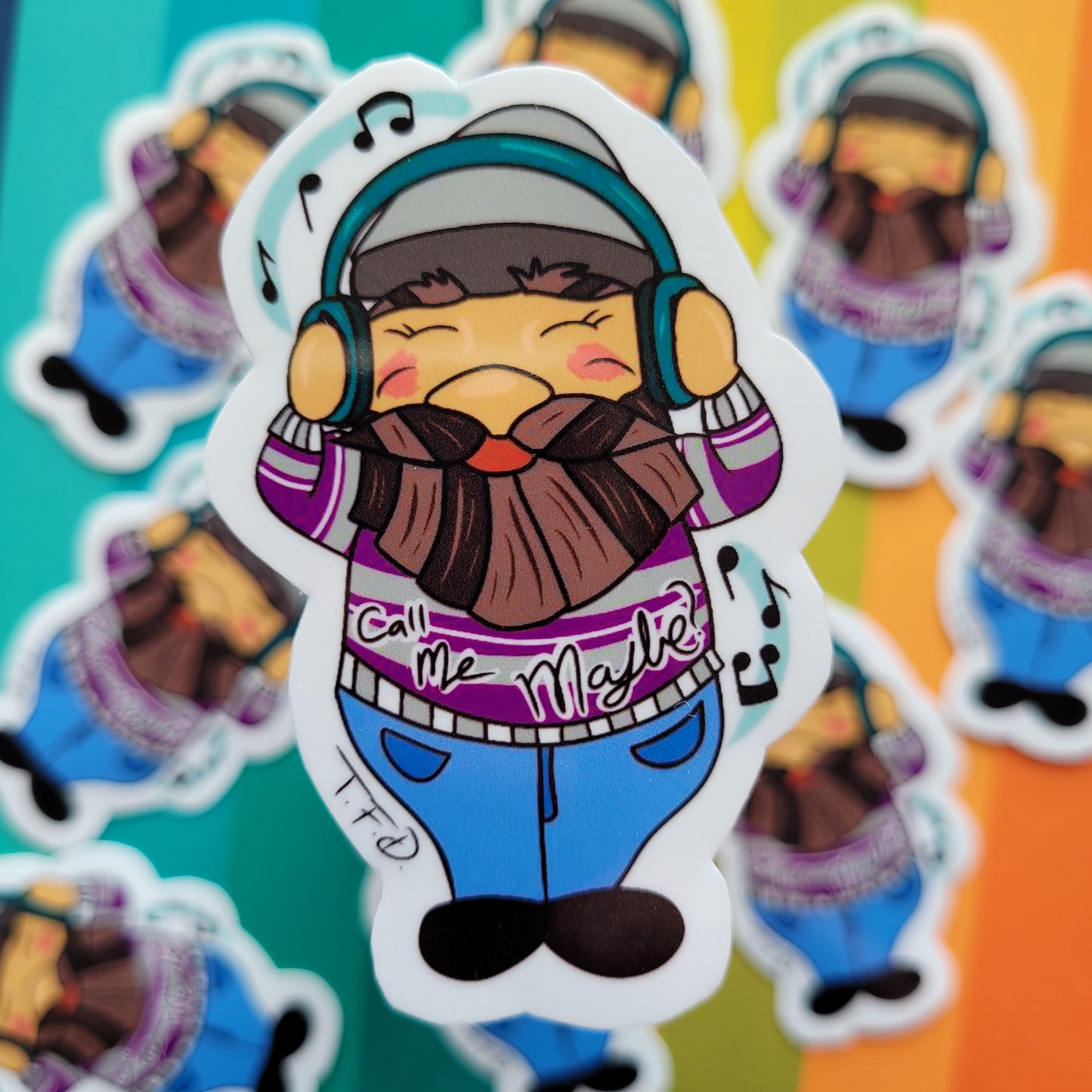 close up of the greysexual gnome sticker.