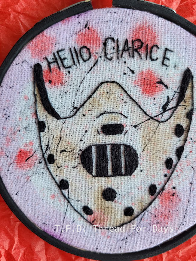 Close up on stitches of hannibal hoop