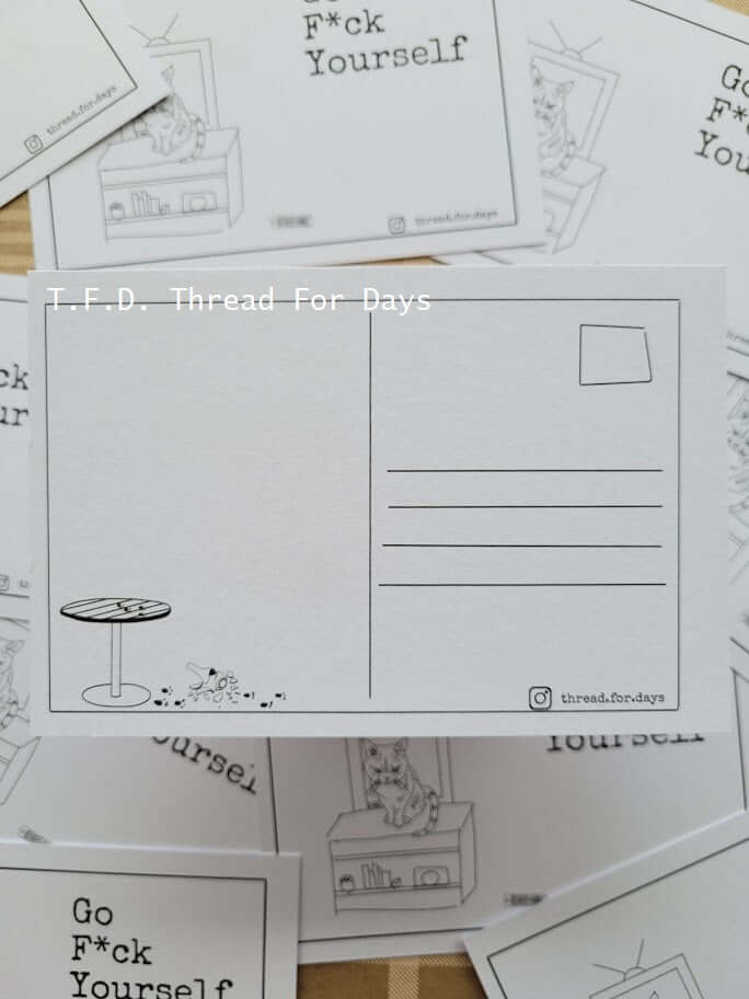 back of Go F*ck yourself postcard