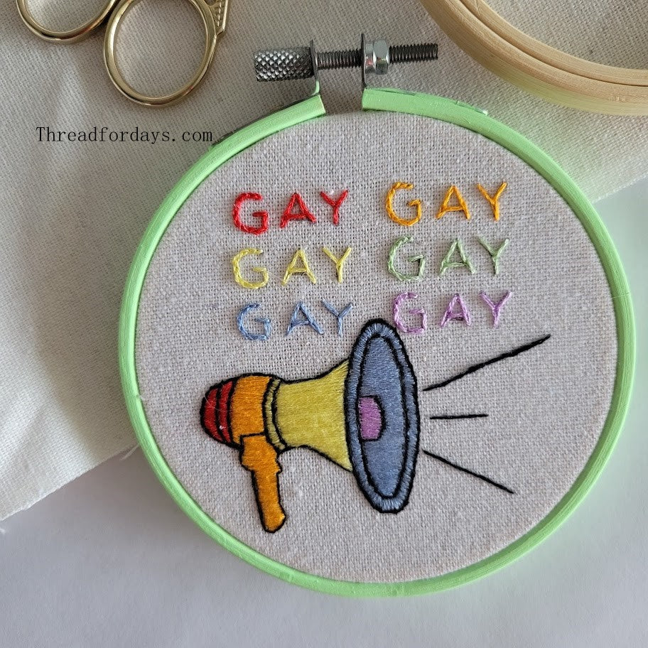 close up of say gay hoop