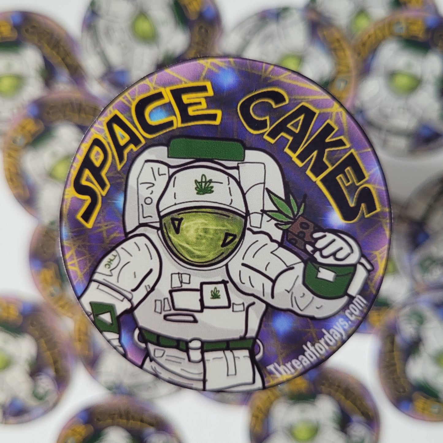 close up space cakes sticker