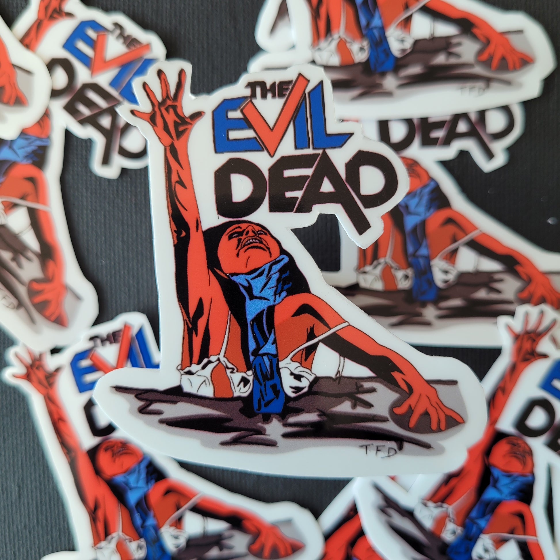 Close up of The Evil Dead sticker