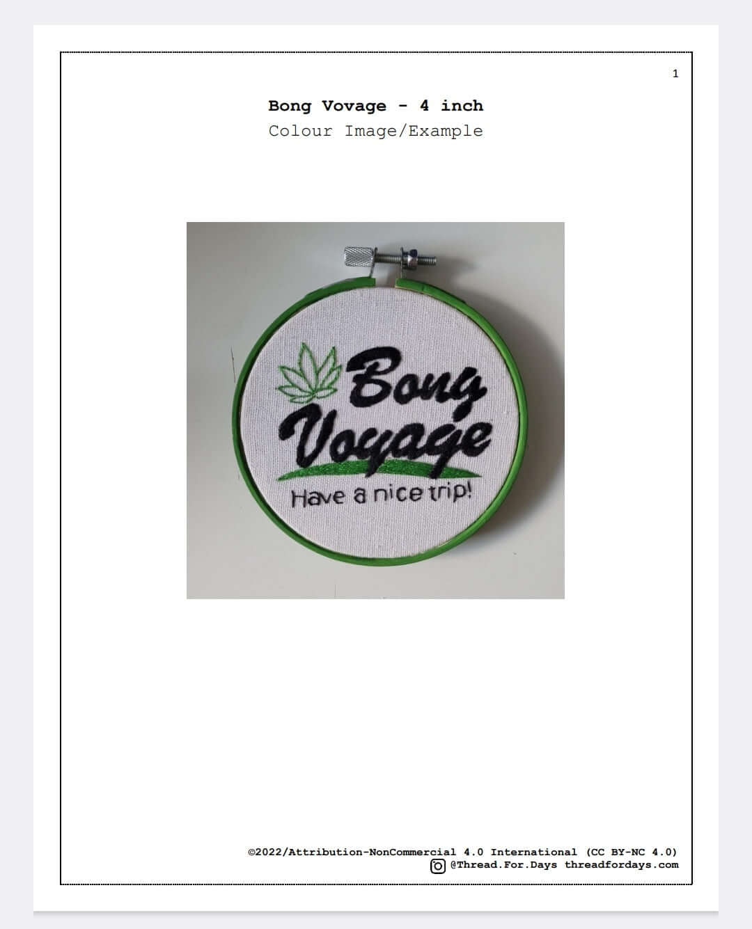 first page of Bong voyage PDF pattern