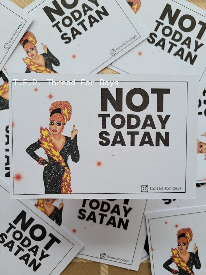 front of not today satan postcard