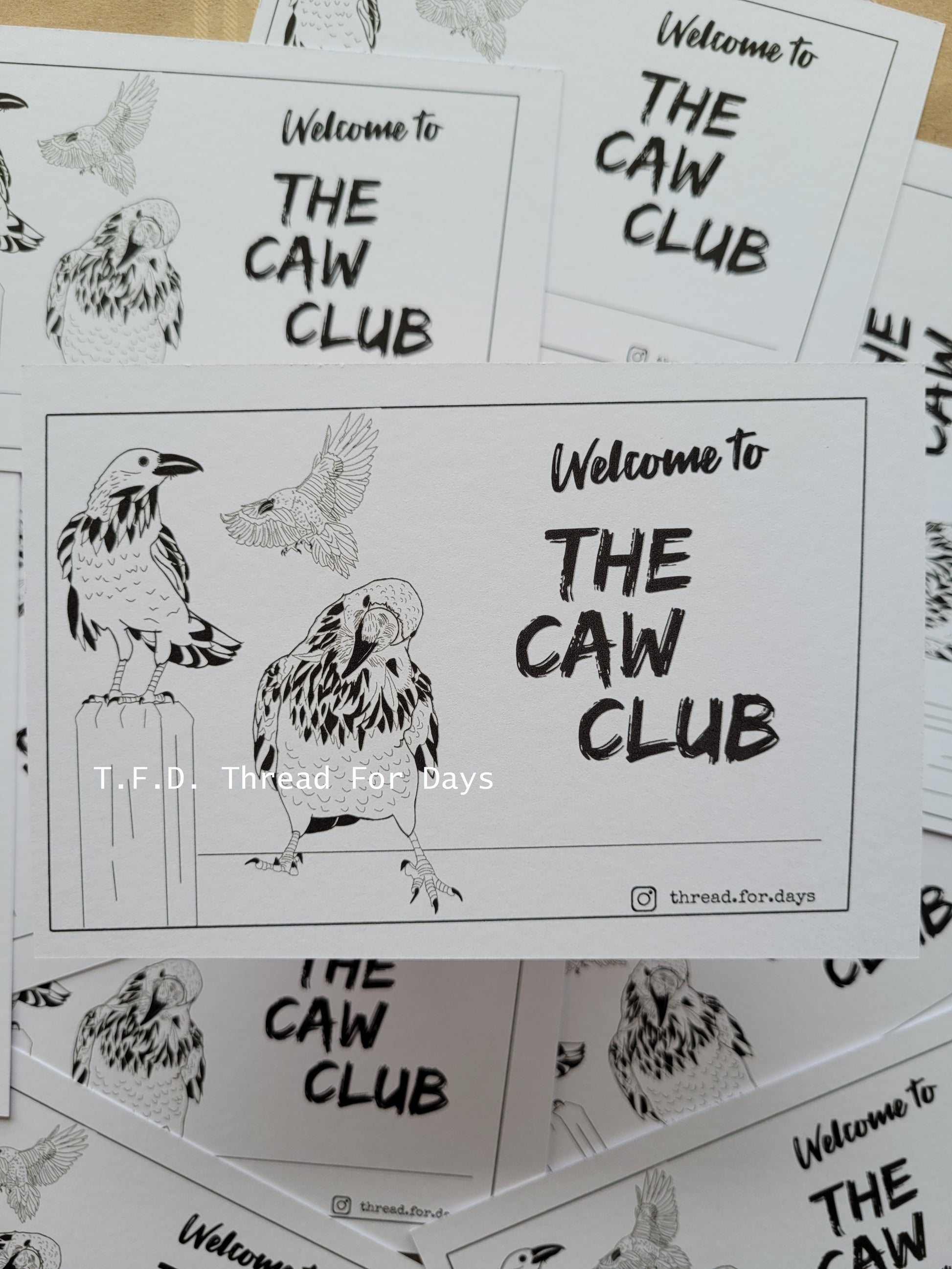 front of caw club postcard